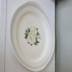 vintage Homer Laughlin Nautilus Eggshell serving platter featuring the Gardenia